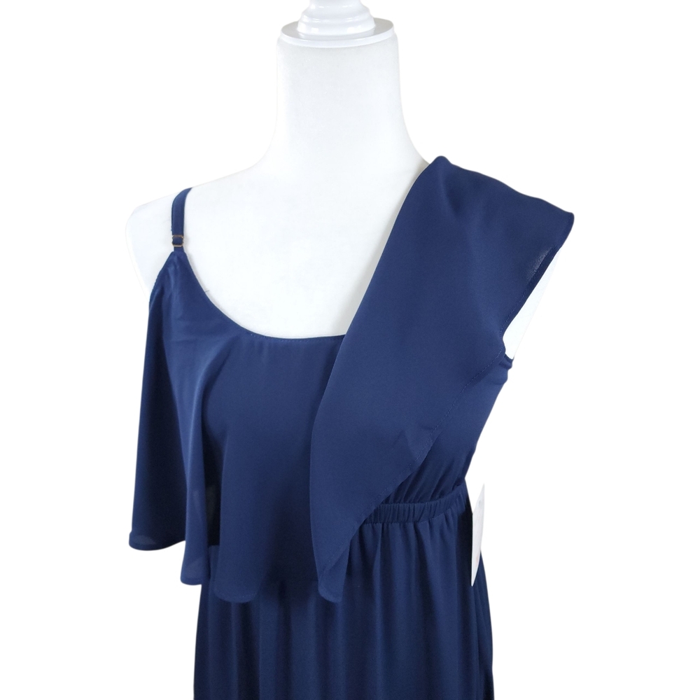 Show Me Your Mumu Caitlin Ruffle Maxi Dress Navy XXS NWT Bridesmaid Formal - Picture 9 of 16